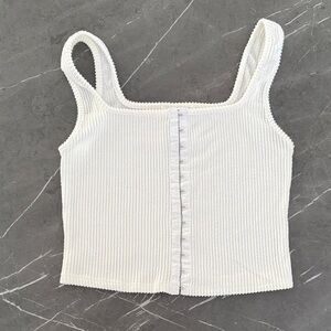 Caution To The Wind White Ribbed crop top